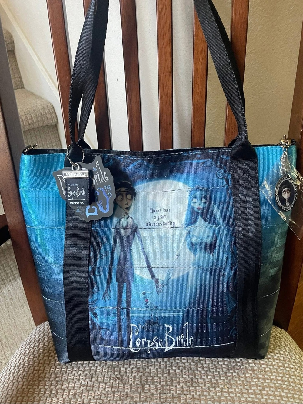Harveys Tim Burton Corpse Bride Blue Graphic Tote Bag